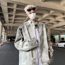 DJK939-P88美式高街皮衣外套男春秋款潮牌高级感痞帅立领夹克，男装夹克，星座603-2