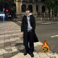 加棉现货~西装领毛呢过膝大衣外套男cleanfit加长款上衣Y903-P135，男装毛呢大衣，星座1004-3