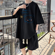 华夫格套装运动短袖t恤套装休闲两件套一套HZ84309-P44，男装T恤，电商A040