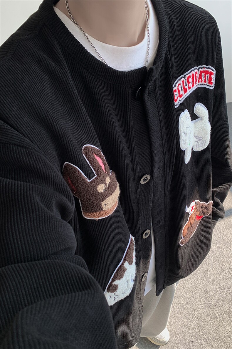 WY10198-特P55控98春款高级感开衫亨利领刺绣贴标上衣卫衣大码男,男装卫衣,电商A059