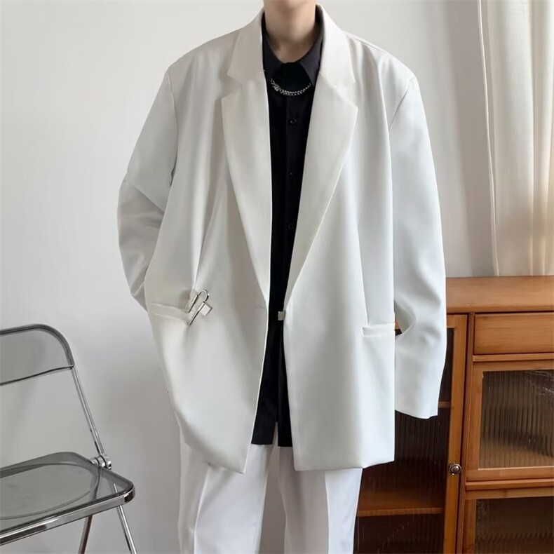 男便服单西中长款纯色长袖潮西服上衣F18P60，男装西服，星座1116-2