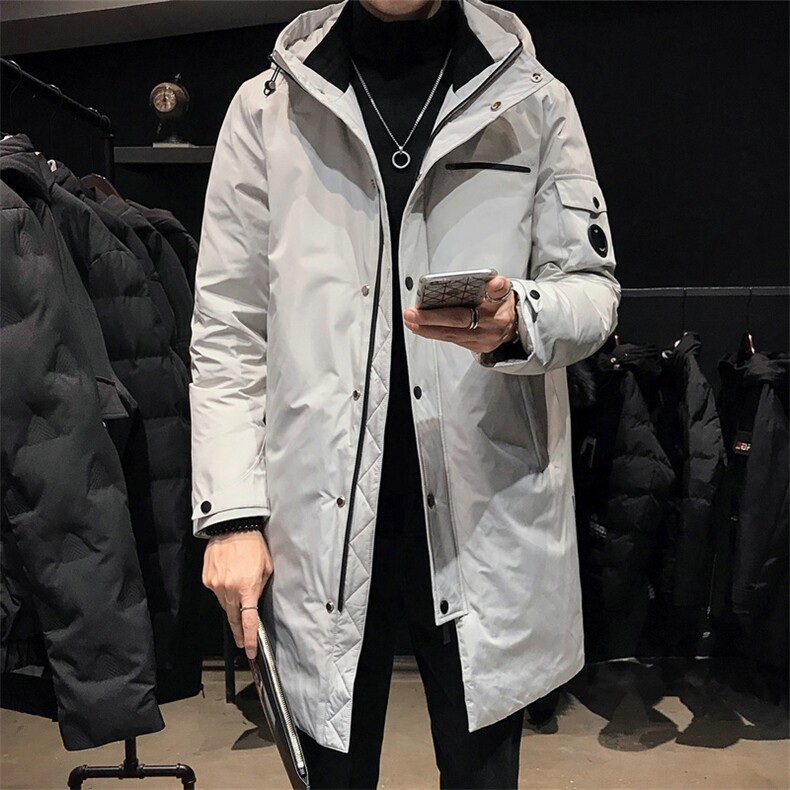 男士潮流羽绒服2020冬季新款中长款加厚外套DS581T图片