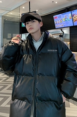 新款立领pu皮印花棉衣男秋冬季加厚面包服外套保暖棉服MY609-P115，男装棉衣，星座505-3