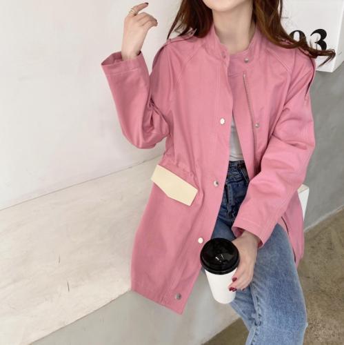 香丽迪圆领风衣女中长款2021春装新款韩版百搭气质小个子外套,女装风衣,香丽迪1