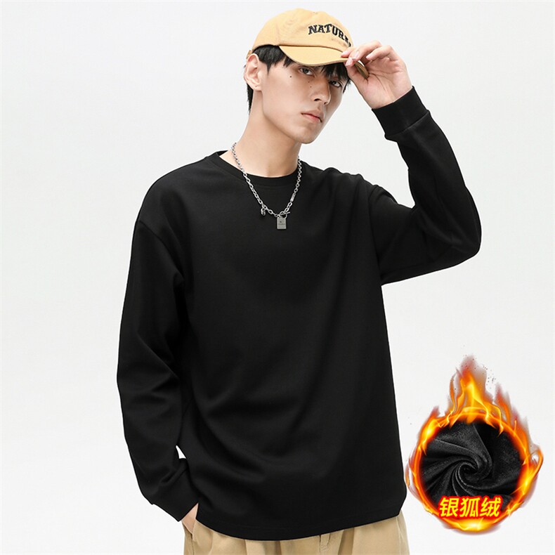 新款加绒加厚纯色潮流韩版宽松圆领休闲卫衣EY-3658JR-P50,男装卫衣,电商B306