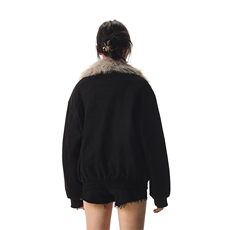 现货重磅硬挺boxy羽绒棉衣座山雕大毛毛领洗水麂皮棉服冬外套，男装棉衣，电商A486