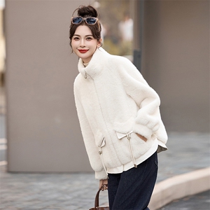海宁皮草金貂绒立领短外套女2024新款韩版仿水貂毛皮毛一体大衣潮图片