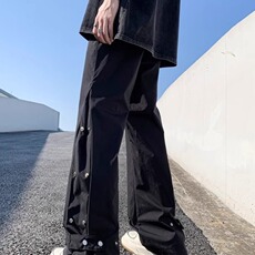 A584-P39设计感排扣跳舞休闲工装裤女美式高街宽松户外机能，男装工装外套，电商B323A