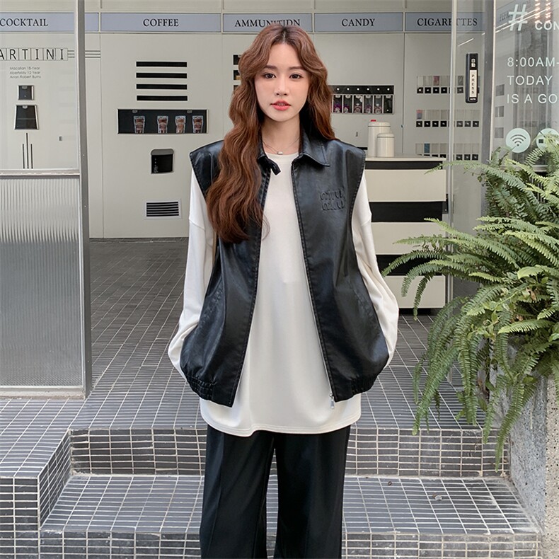新款现货宽松休闲时尚皮衣马甲2C256-615-P125-K198,女装皮衣,2C256