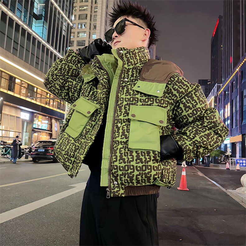 AY156/P138控178冬季社会小伙连帽百搭保暖拼接印花棉服男图首2,男装棉衣,星座305B-1