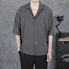 夏季新款免烫冰丝衬衫男士韩版宽松休闲轻熟衬衣CY53，男装衬衫，星座1116A-2（原606A-1）