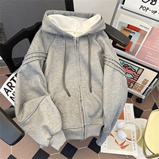 2025春季新款美式高级感宽松慵懒风连帽灰色卫衣Y174P55，男装卫衣，星座1116-2