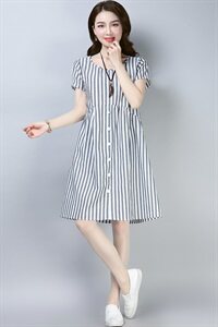 连衣裙条子2025年夏季H型韩版时尚休闲舒适修身气质简约实用可爱图片