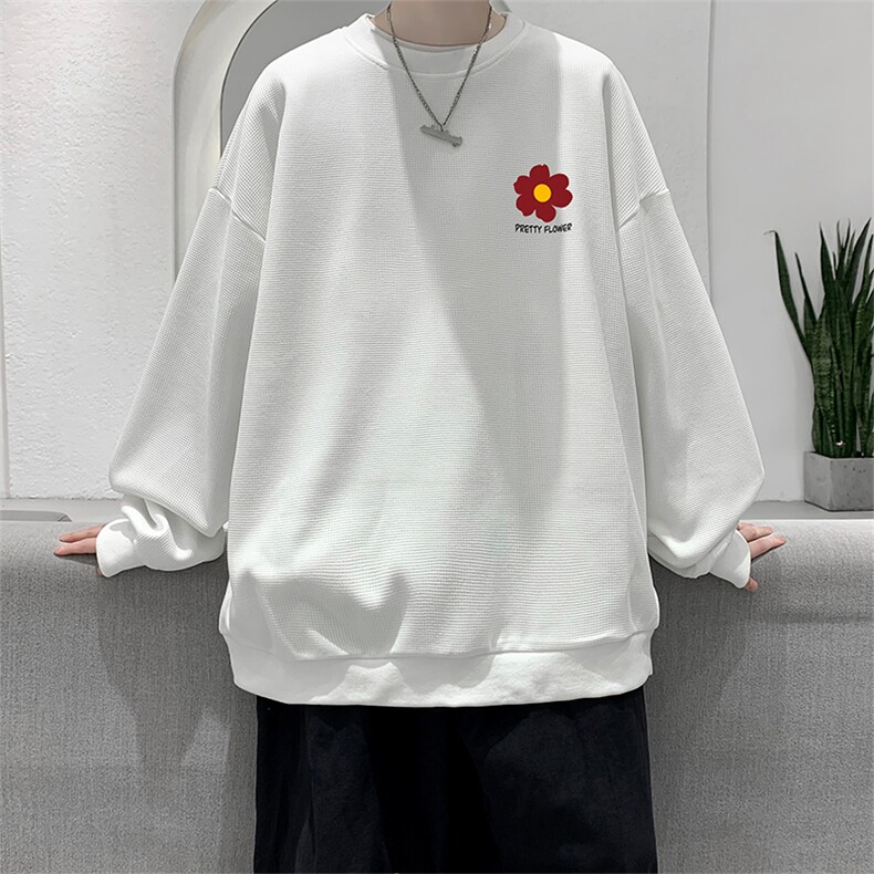 华夫格卫衣圆领卫衣男大码长袖t恤男外套 HW76257-P30加绒款-P40图片
