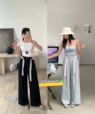 时尚潮流亚麻阔腿裤好看百搭，女装休闲裤，东正羊绒