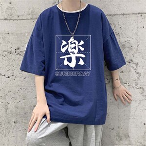 YT26197-P30 亚短袖t恤男大码五分袖男宽松七分袖 港风模特图片