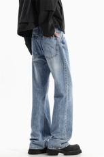 主推~秋季闪电纹水洗微喇牛仔裤男潮牌750-P60_控78，男装牛仔裤，星座1102-1