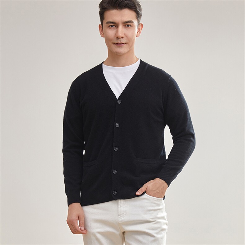 男士新款秋季极简百搭气质高端V领针织羊绒开衫，男装羊绒开衫，牧群羊绒