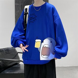 华夫格卫衣圆领卫衣男大码长袖t恤男外套 HW76137-P30加绒款-P40图片