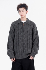 美式vibe半拉链纯色套头针织衫情侣外套潮牌5Q3068-TP60108，男装针织衫/毛衣，电商A102
