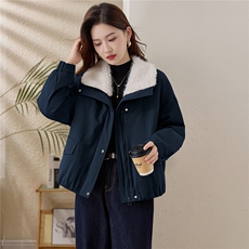 毛绒娃娃领短款棉服女2025冬季新款加厚保暖外套洋气减龄宽松棉衣，女装棉衣/棉服，涵誉
