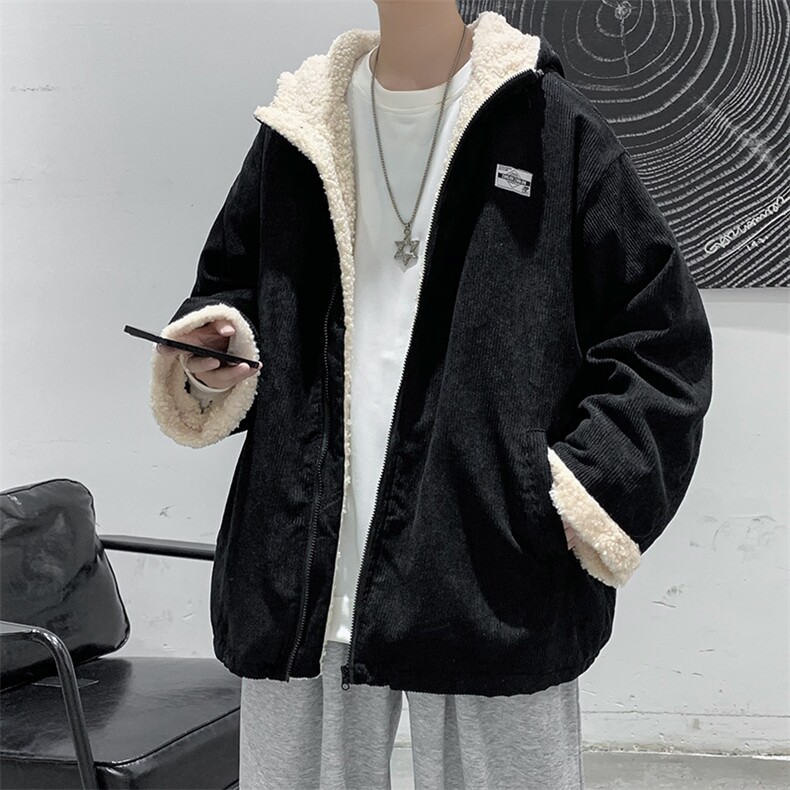现货冬男女款羊羔毛加厚灯芯绒宽松中性情侣款棉衣外套DM72-P120,男装棉衣,电商D321-1