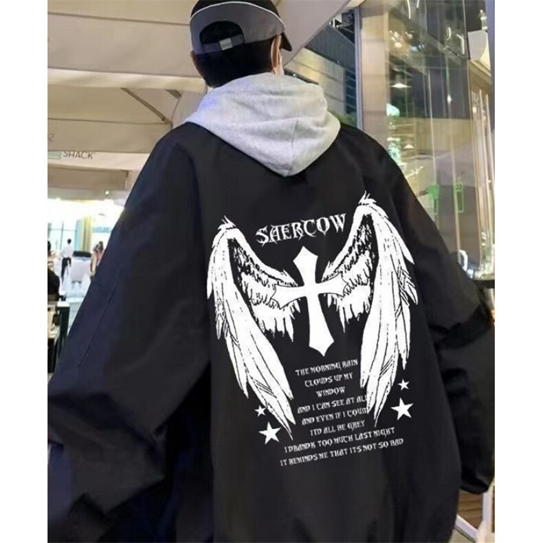 复古高街飞行员翅膀印花夹克秋新款棒球服宽松情侣外套JN816,男装夹克,星座1116A（原606A-3）