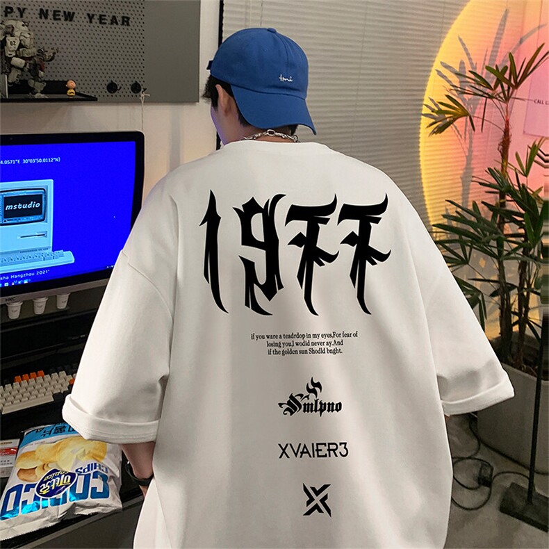 抖音得物二开现货220克夏装重磅美式高街宽松短袖t恤MT101,男装T恤,电商A486-1