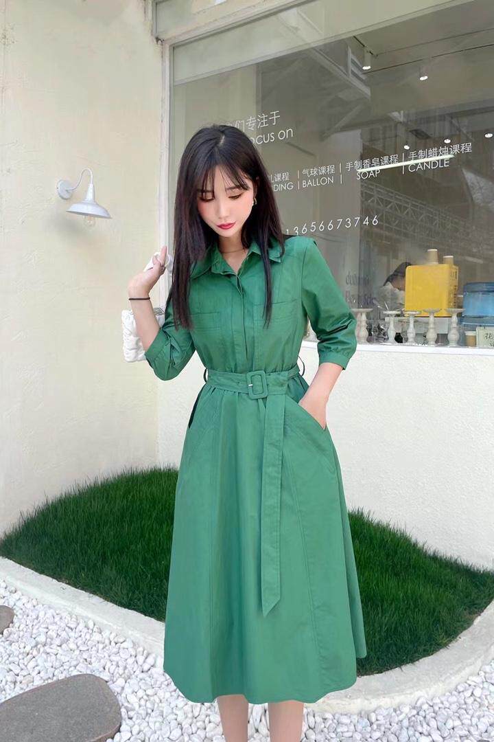 夏季收腰连衣裙，女装连衣裙，吉之红