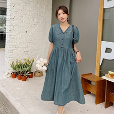新款现货v领休闲牛仔连衣裙212A-609-P115-165，女装连衣裙，浙宝212A