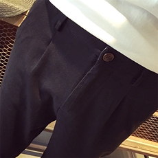 裤纯色中腰微弹潮青春流行夏季休闲修身九分裤小直脚2021年，男装休闲裤，电商A313