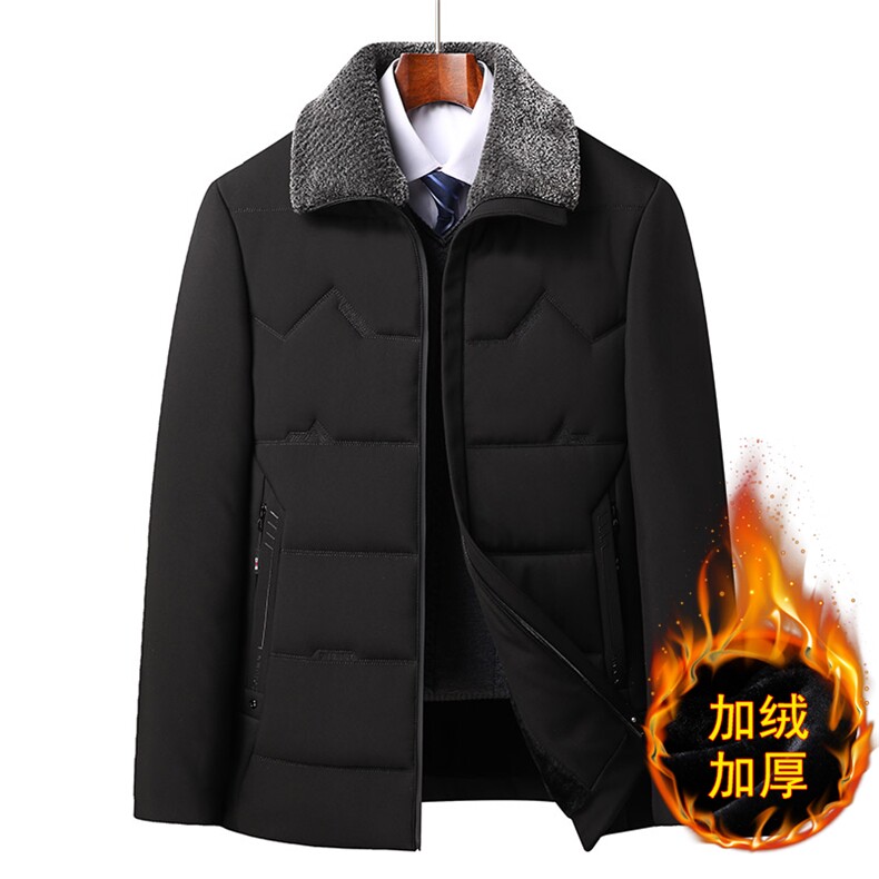 冬季中老年加绒加厚毛领保暖外套爸爸装商务休闲上衣BD88088-P95图片