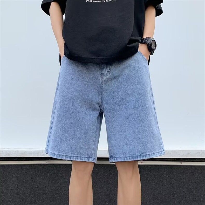 高品质夏季男款简约牛仔裤五分短裤纯色微破洞休闲时尚DK3106,男装牛仔裤,星座1013