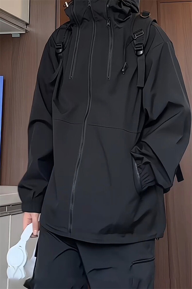 JK105/P65秋装防水冲锋衣男外套连帽运动夹克宽松大码,男装夹克,电商基地A050