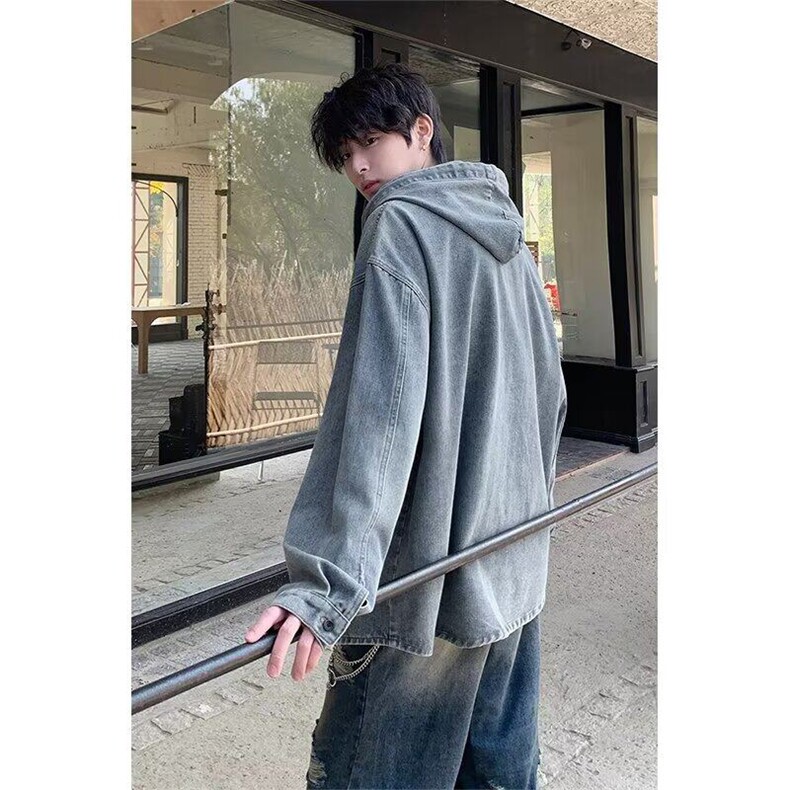 春季新款连帽牛仔外套男生潮牌潮流春秋款宽松情侣装时尚休闲夹克,男装夹克,星座506A