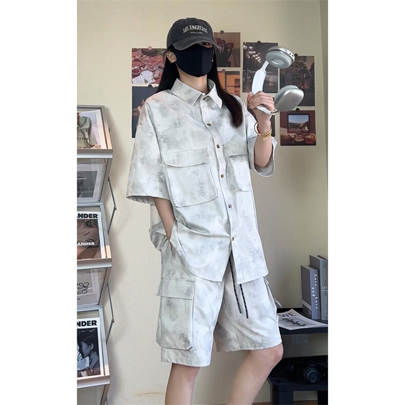 复古工装大口袋短袖衬衫套装DC2224特P36控69/DK8601特P30控58,男装T恤,电商A007