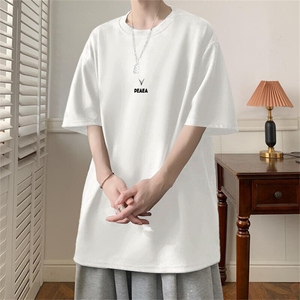 可设48小时发货支持抖音得物来样二开240克重磅美式麂皮绒短袖t恤图片