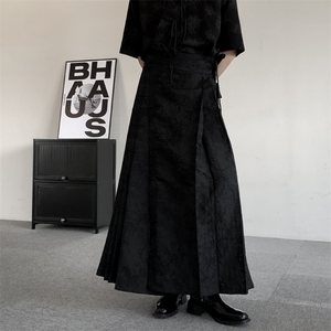 春装新中式提花百褶马面裙男女2026新款黑色新中式轻明制风汉服图片
