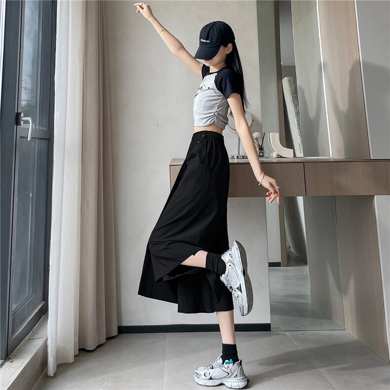 2025女夏季新款三防工装裙裤清凉透气户中外长款休闲A字伞裙,女装半身裙,梦白服饰厂