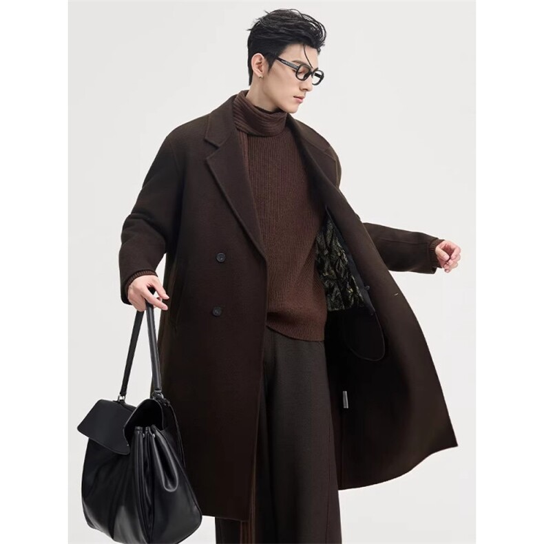 1506A/GCK050/P104毛呢大衣男中长款韩版宽松双排扣1，男装毛呢大衣，星座1506A