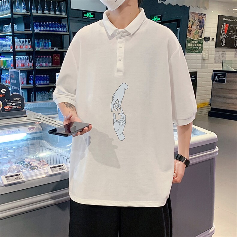 PL57147-P35翻领短袖polo衫男大码胖子半袖t恤男有领保罗衫模特，男装Polo衫，电商A040