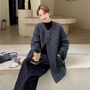 小香风粗花呢撞色毛呢外套女秋冬2025新款小个子流行独特漂亮大衣图片