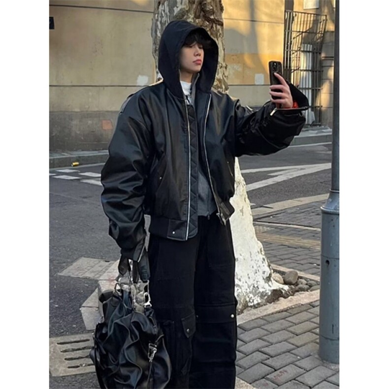 pu皮衣外套男春秋宽松美式复古皮夹克小个子短款上衣P400,男装皮衣,星座1116A（原606A-3）