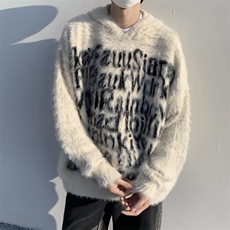 美式针织衫男韩版潮流字母提花高街连帽2024冬季ins毛衣MZ383-P59，男装针织衫/毛衣，星座412-3