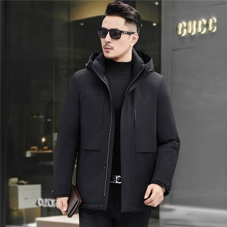 2025新款冬季短款90绒子白鸭绒羽绒服外套中年男装加厚羽绒服夹克,男装夹克,钱塘723