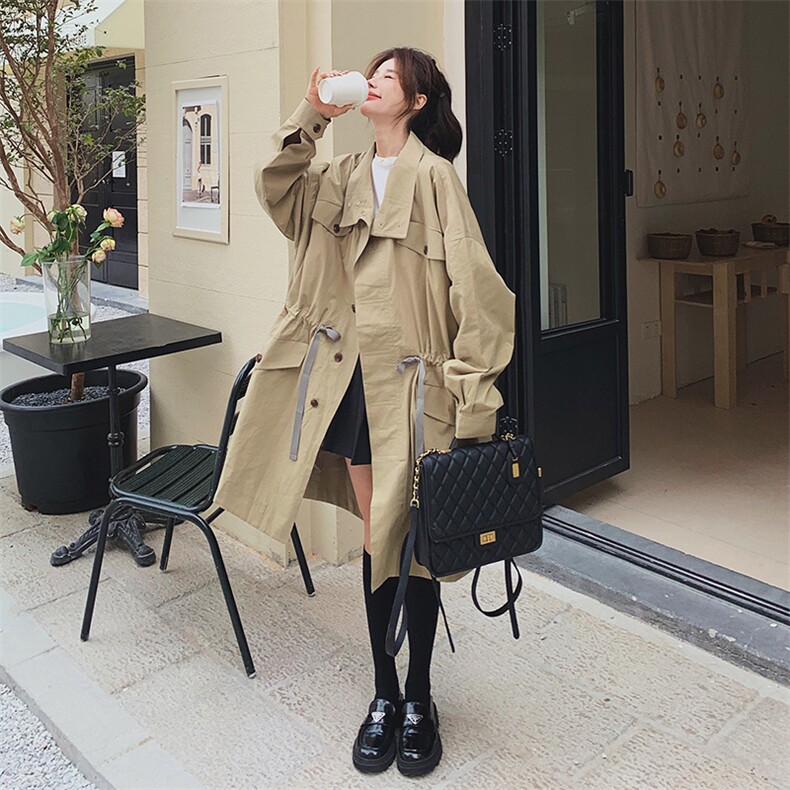 现货浙宝217-0009-155-238宽松韩版风衣,女装风衣,浙宝217