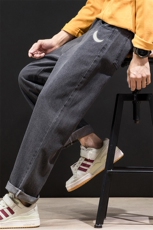 NK46055-P45加绒-P55百搭牛仔裤男士宽松九分裤男直筒裤子男，男装牛仔裤，电商A040A