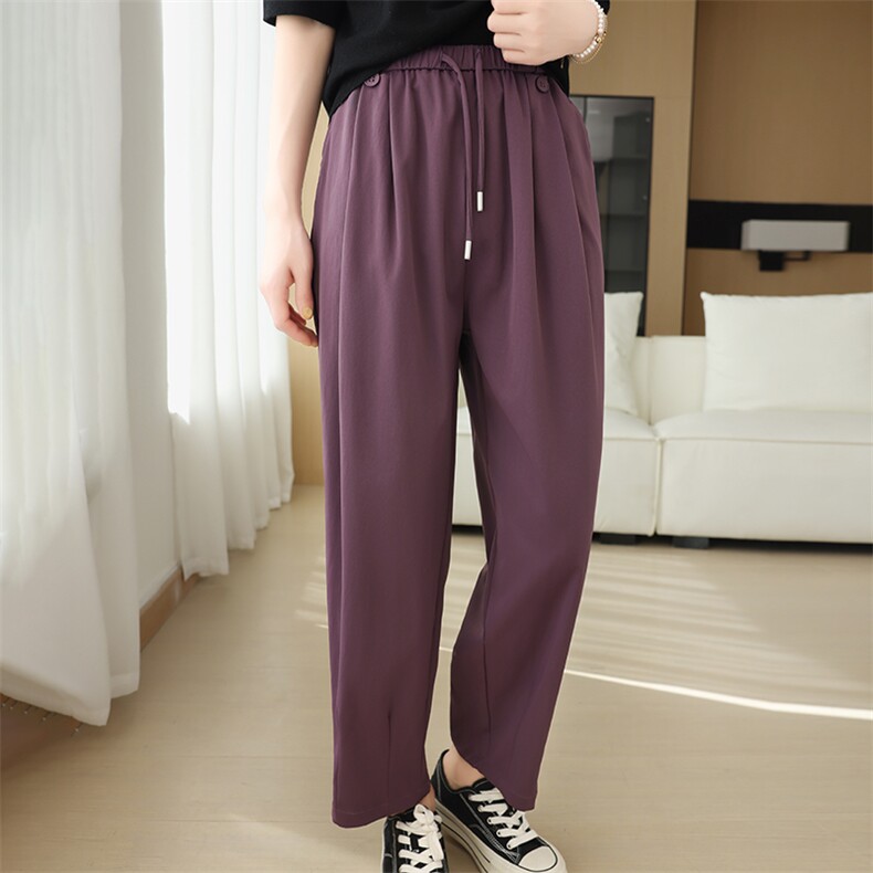 2025新款超轻超薄休闲松紧抽绳高腰显瘦宽松香蕉裤，女装休闲裤，鹏源羊绒