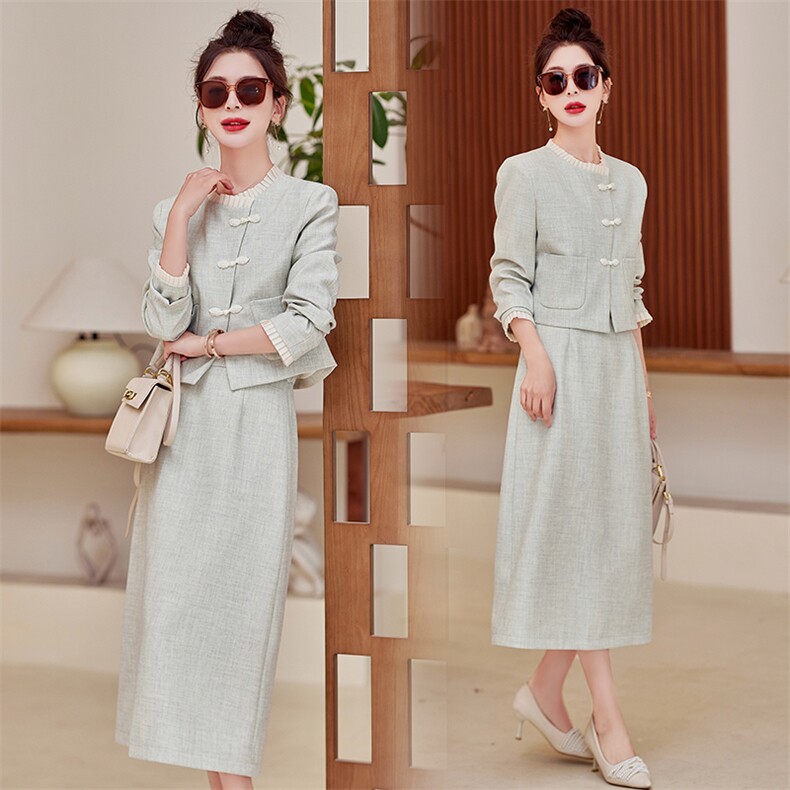 新中式国风时尚套装女春秋减龄洋气2025新款今年流行炸街套装裙，女装套装/套裙，新思路