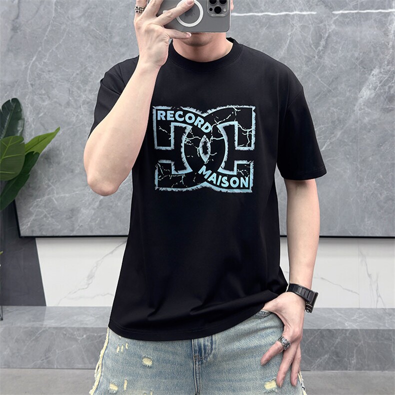 新高品质短袖上衣燙钻百搭款休闲圆领T恤大码简欧A-A501-P45，男装T恤，电商A227B（原钱塘4066-1）